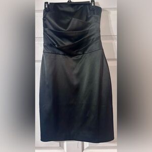 White House Black Market Strapless Black satin Dress